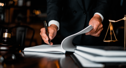 Man signing a paper